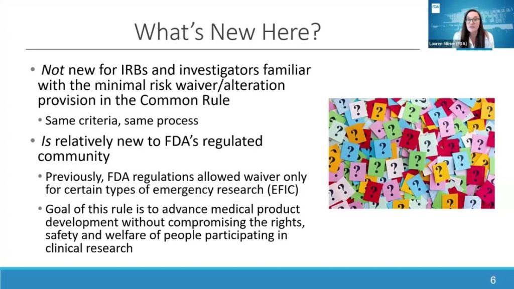 US FDA on Waiver or Alteration of Informed Consent